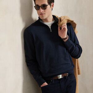 Polo Ralph Lauren Luxury Jersey Quarter-Zip Pullover big size 2LT Navy Blue